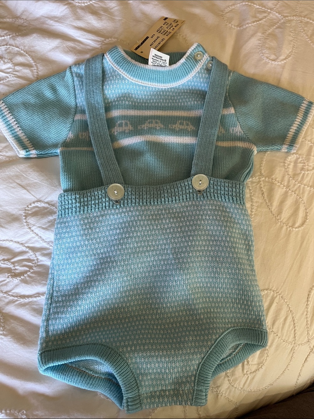 Baby blue two piece knit outfit. 18month